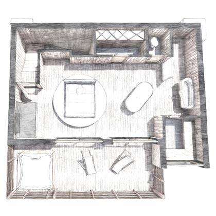 Sketch of upper floor - Forest Villa