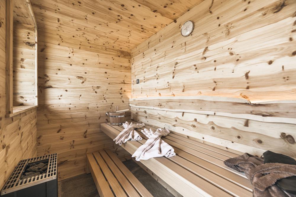 Private Sauna im Chalet mit Waldblick