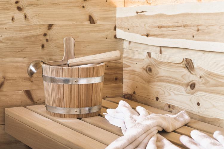 Rustic wood sauna